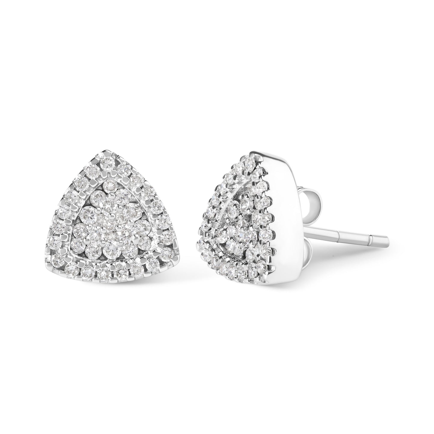 14K White Gold Trillion Shaped Diamond Stud Earrings