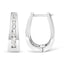 Boucles d'oreilles créoles en or blanc 14k avec diamants - 1/4 Cttw