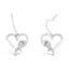 Boucles d'oreilles pendantes en argent sterling en forme de cœur avec diamants