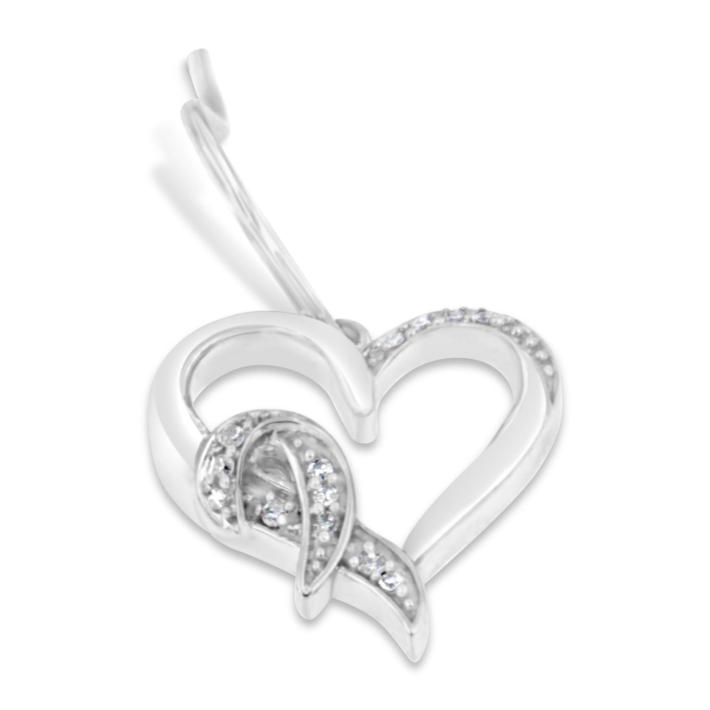 Boucles d'oreilles pendantes en argent sterling en forme de cœur avec diamants