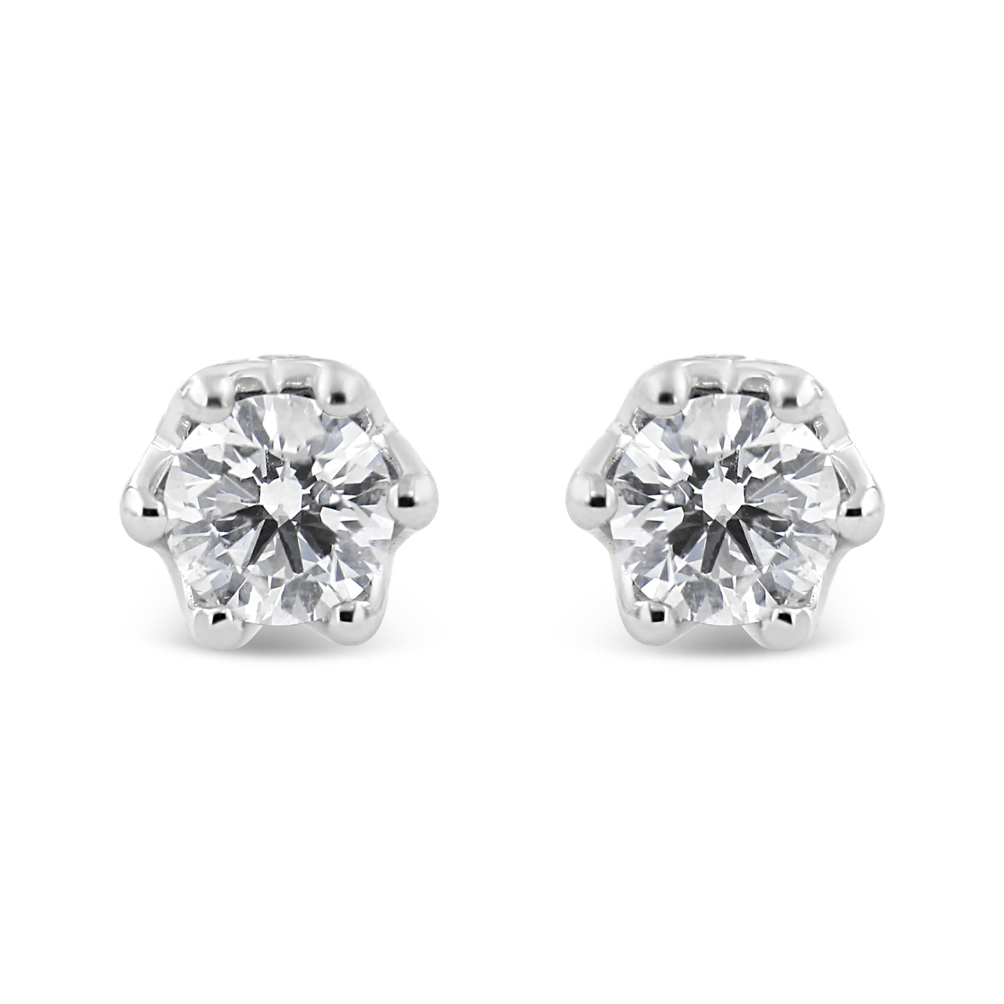 Pendientes de diamantes en forma de corona de oro blanco de 14 quilates - 1/2 Cttw