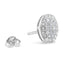 Boucles d'oreilles en argent sterling avec cluster ovale de diamants ronds