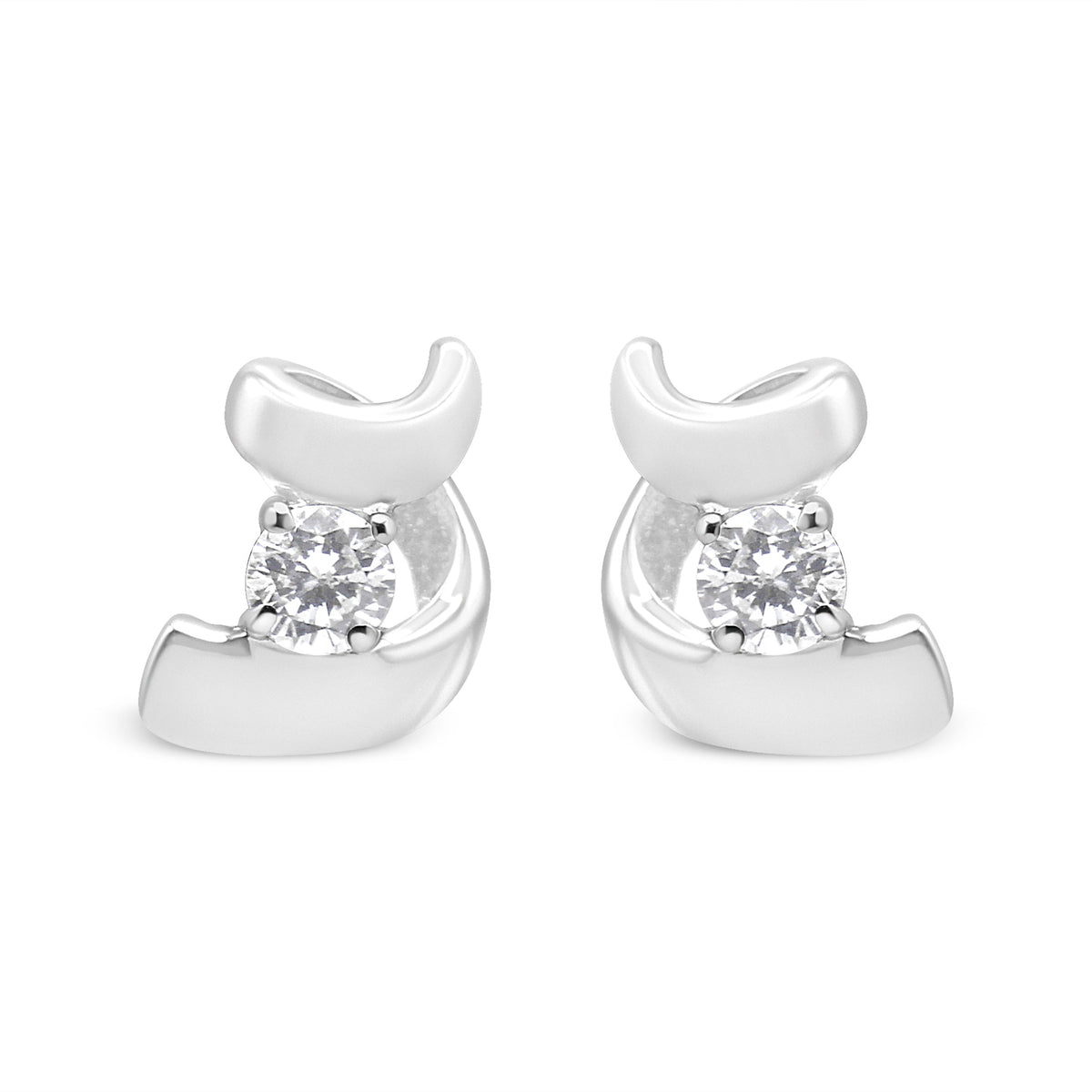 Pendientes de Stud de Diamantes en Espiral de Oro Blanco de 10K