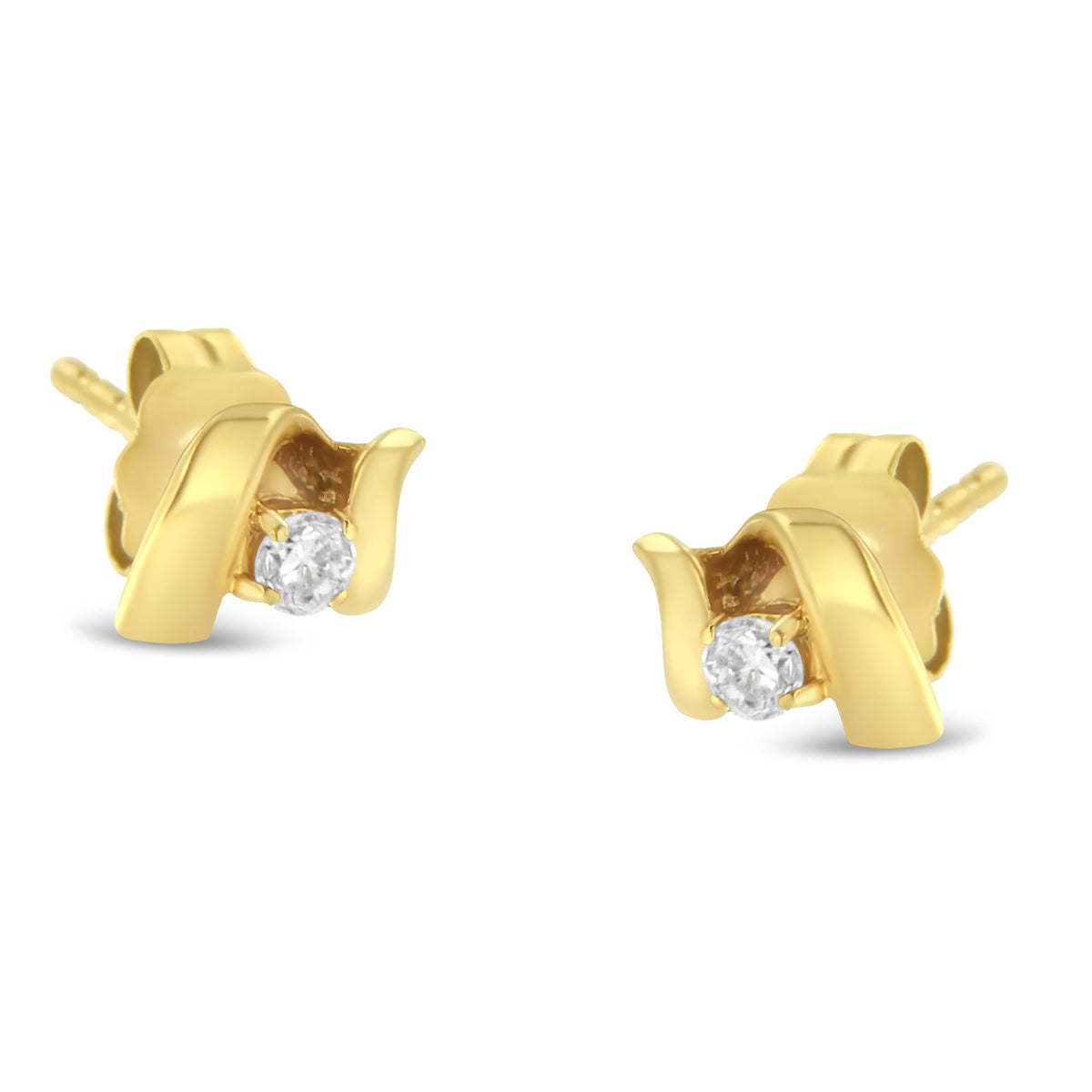 Pendientes de Stud de Diamantes en Espiral de Oro Blanco de 10K