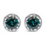 Pendientes de Diamante Redondo de Oro Blanco de 14K con Acento Azul