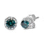 Pendientes de Diamante Redondo de Oro Blanco de 14K con Acento Azul