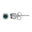 Pendientes de Diamante Redondo de Oro Blanco de 14K con Acento Azul