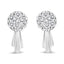 Pendientes de gota en oro blanco de 14 quilates con diamantes en forma de flor