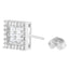 Pendientes de diamantes en oro blanco de 14 quilates con forma redonda y baguette
