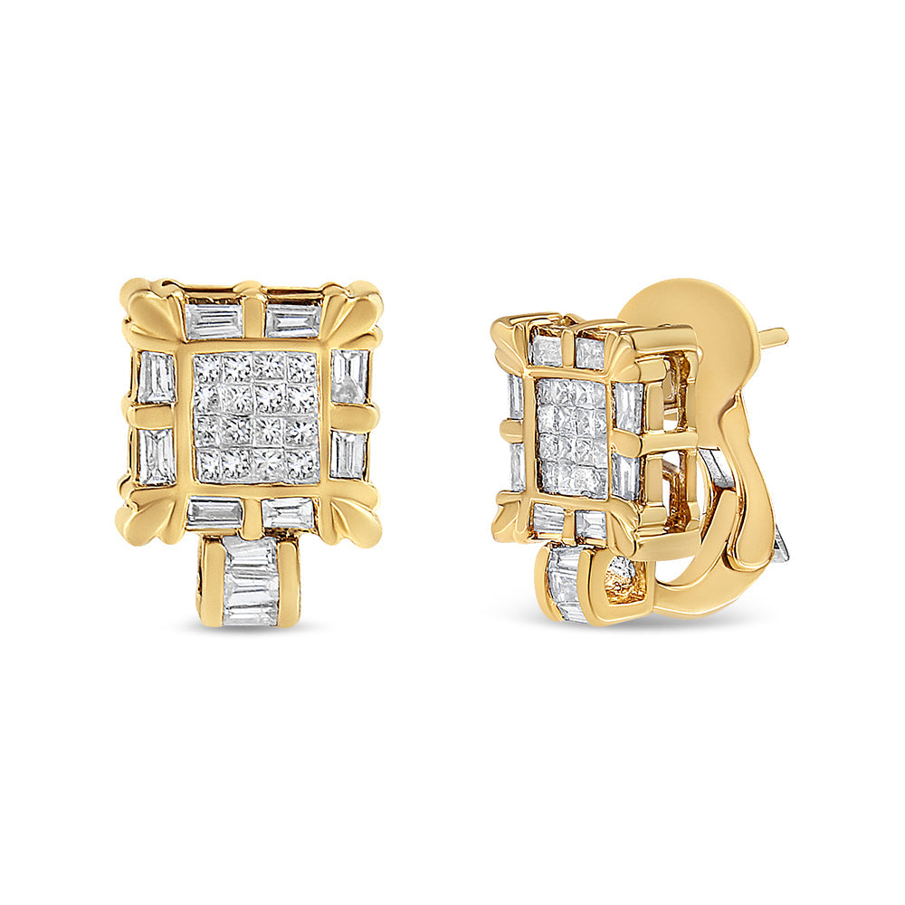 Boucles d'oreilles créoles en or jaune 14K avec diamants