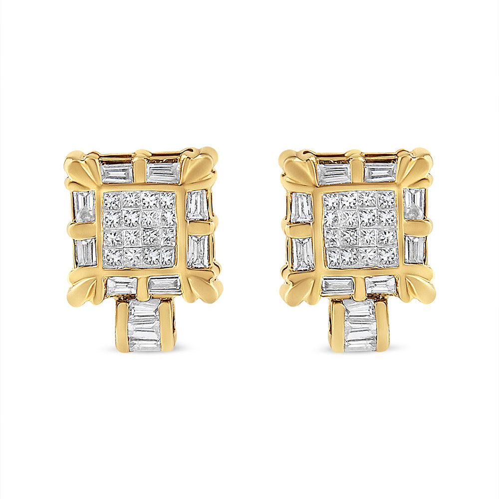 Boucles d'oreilles créoles en or jaune 14K avec diamants