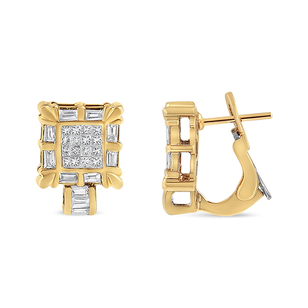 Boucles d'oreilles créoles en or jaune 14K avec diamants