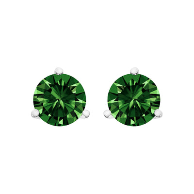 Pendientes de Stud de Diamante Verde Creado en Laboratorio de Oro Blanco de 14K