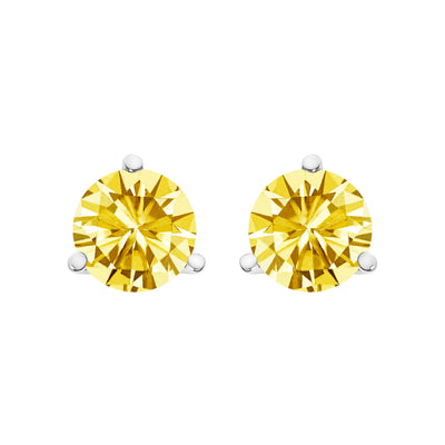 Pendientes de Stud de Diamantes Amarillos Crecidos en Laboratorio en Oro Blanco de 14K con Configura