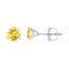 14K White Gold 3-Prong Martini Set Yellow Lab Grown Diamond Stud Earrings