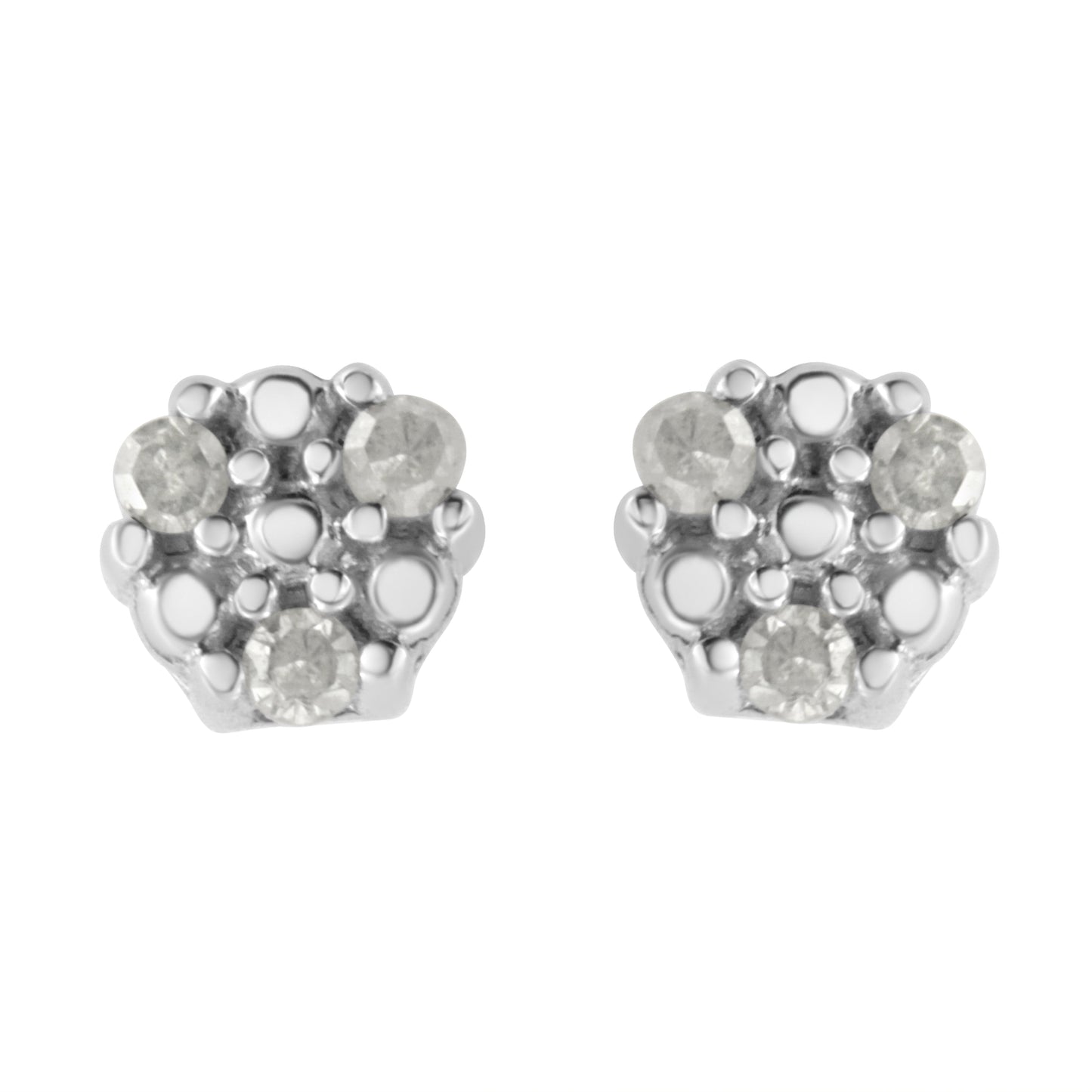 Pendientes de Stud de Diamante Trío de Plata Esterlina .925