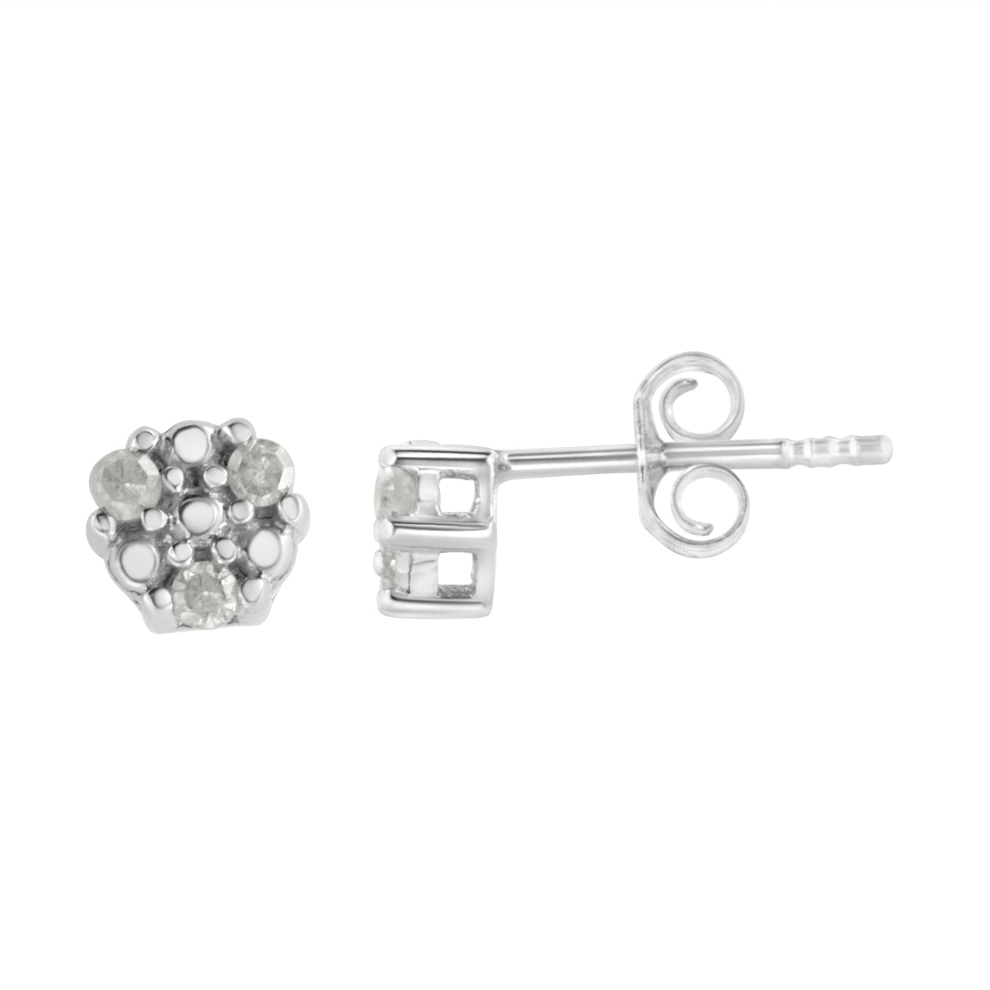Pendientes de Stud de Diamante Trío de Plata Esterlina .925