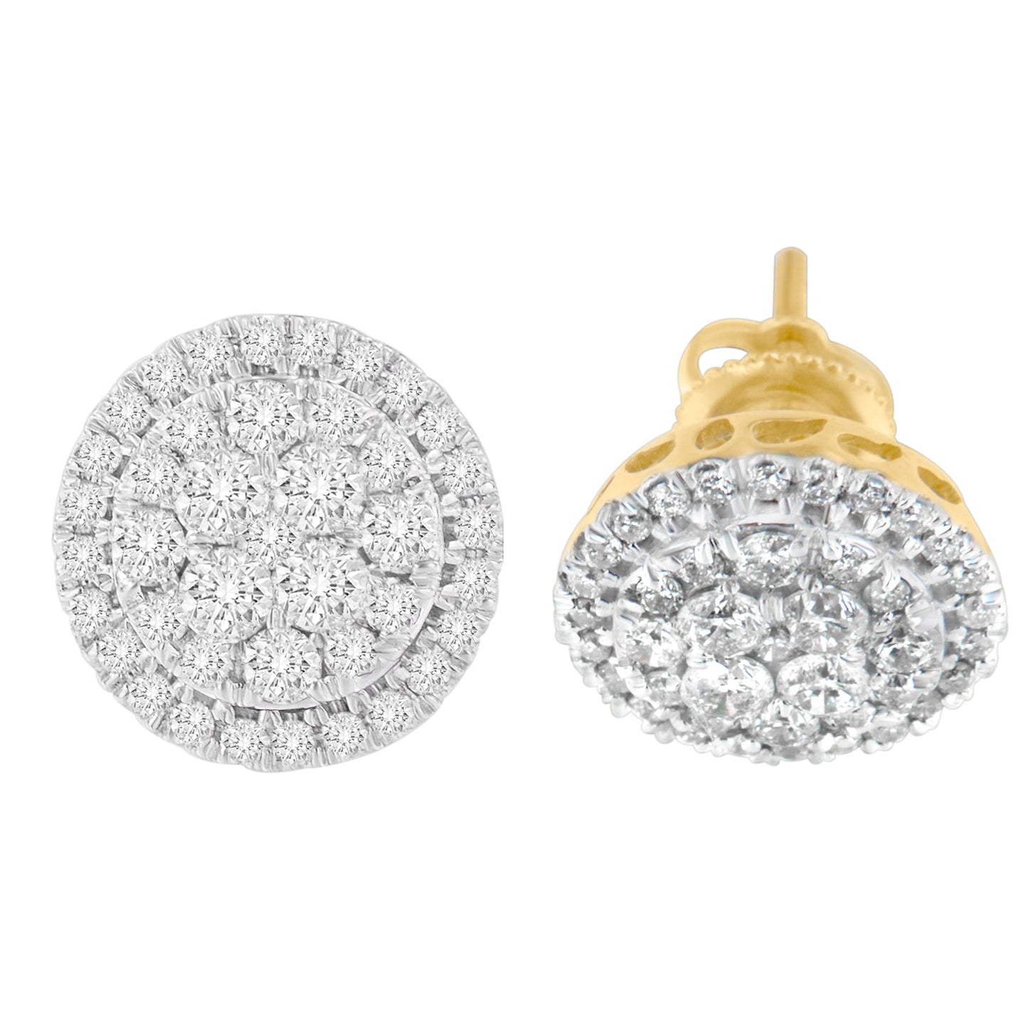 Pendientes de diamante cortados en redondo de oro amarillo de 10K
