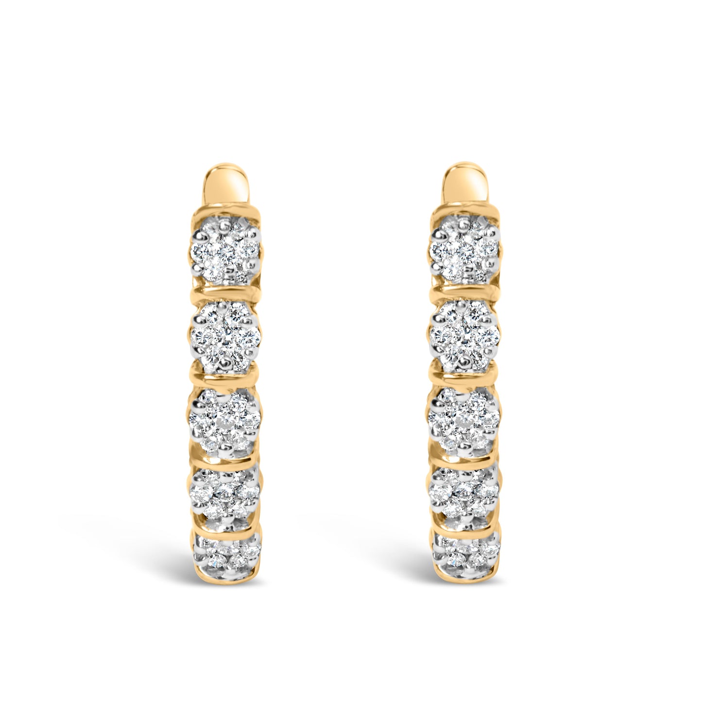 Pendientes de aro con diamantes en cluster de oro amarillo de 14k