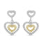 Pendientes de Diamante Cortado Redondo de Dos Tonos de 14K
