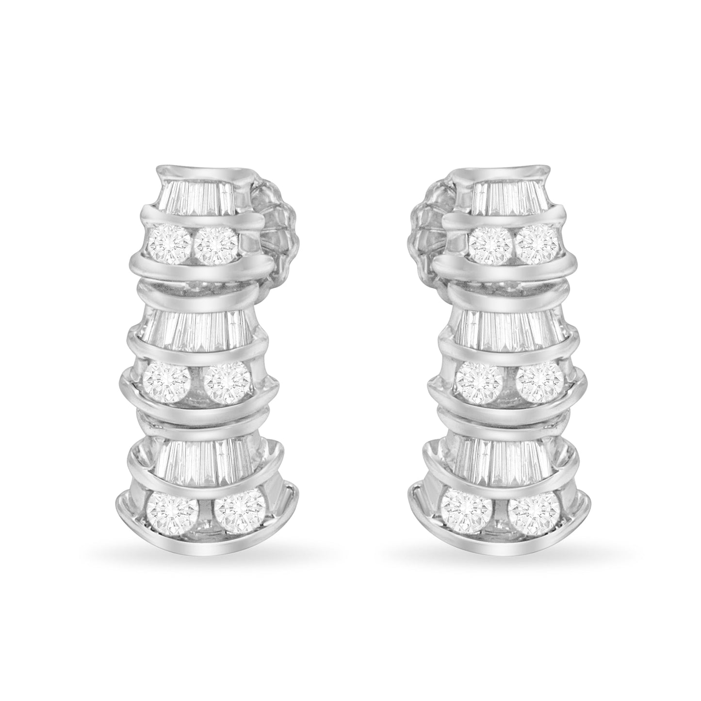 Boucles d'oreilles pendantes en diamant en or blanc 14K - 7/8 cttw