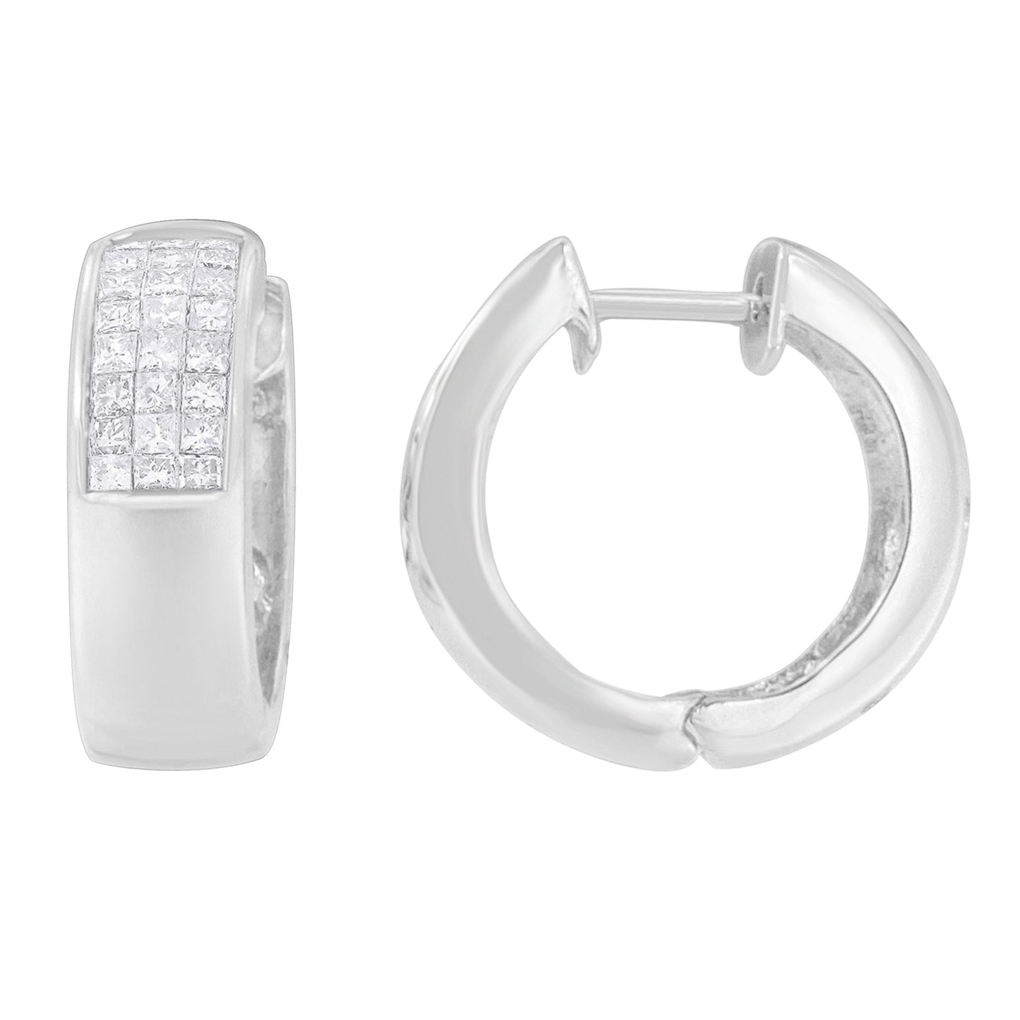 Pendientes Huggie de Diamantes en Oro Blanco de 14K - 1 1/8 cttw