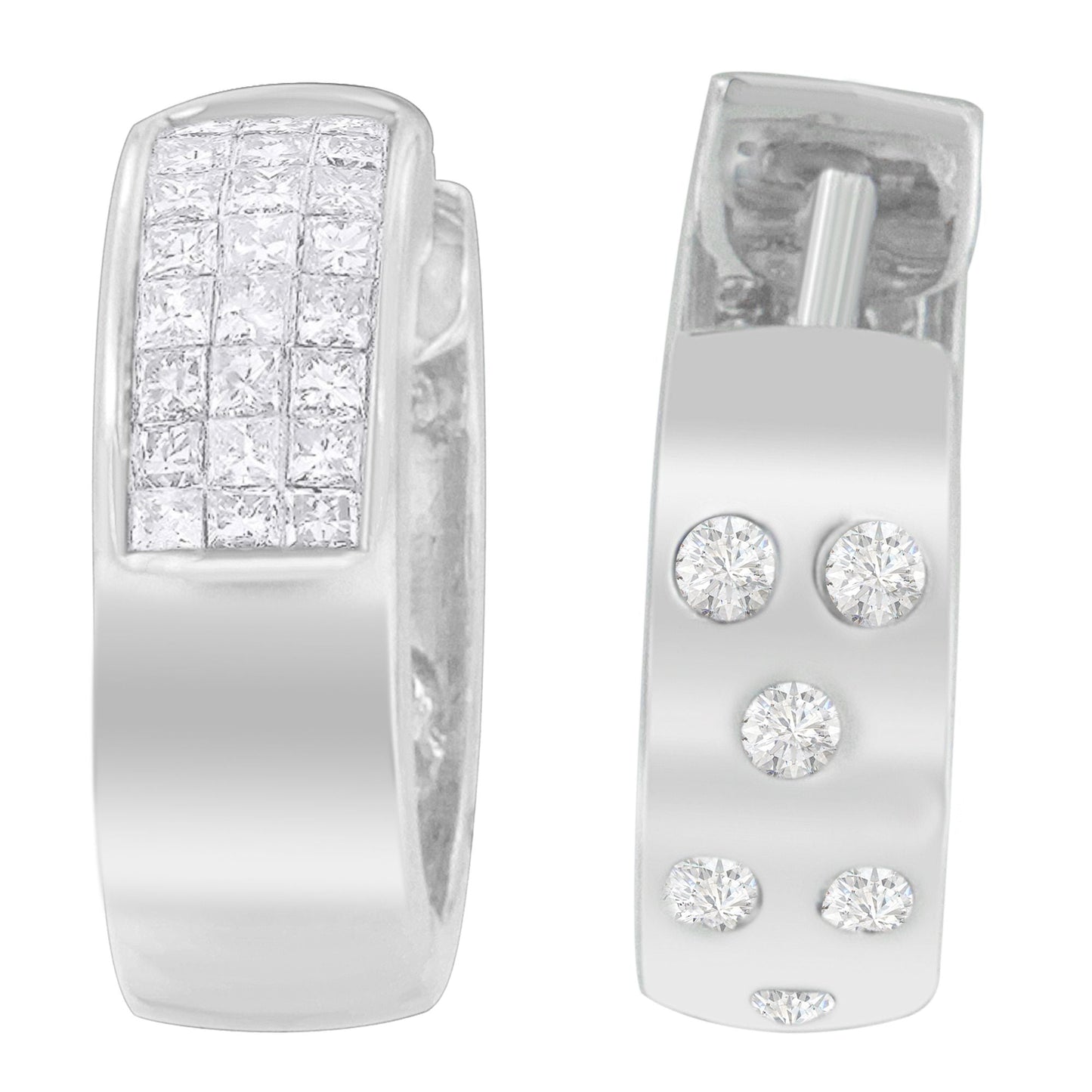 Pendientes Huggie de Diamantes en Oro Blanco de 14K - 1 1/8 cttw
