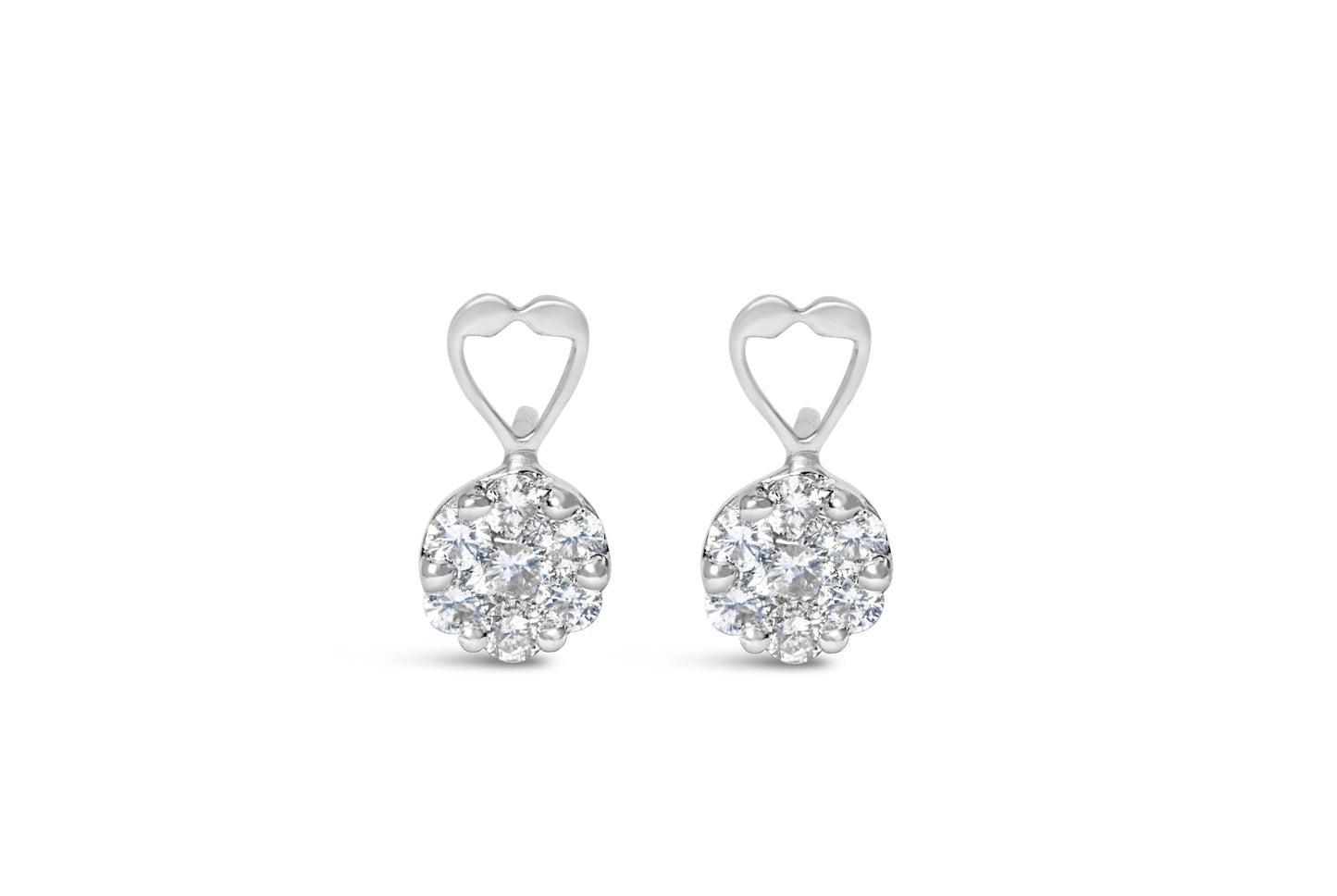 14K White Gold Round Cut Diamond Earrings - 1 1/4 cttw