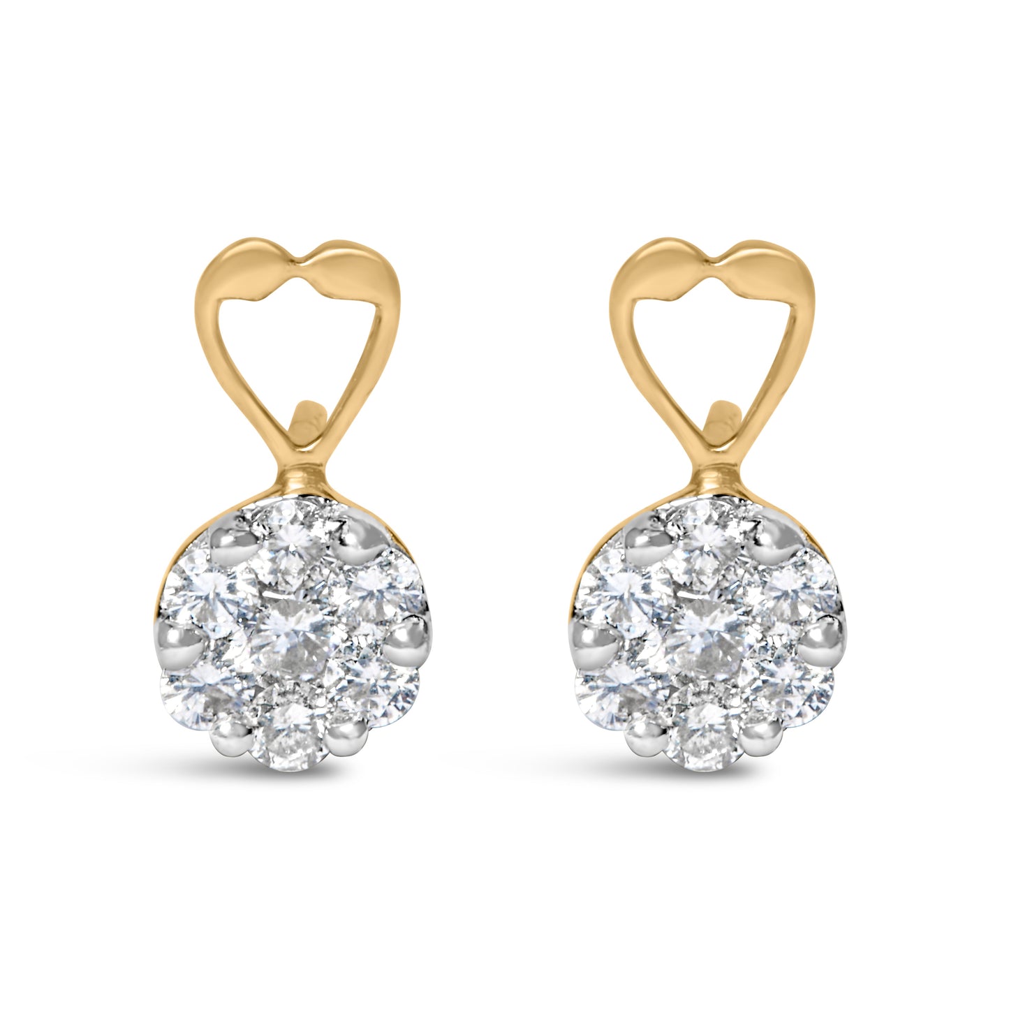 Boucles d'oreilles en diamant taille ronde en or jaune 14K