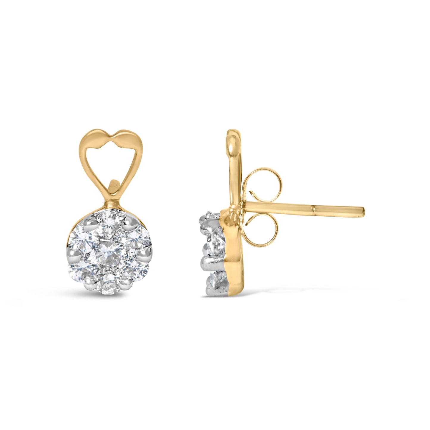 Boucles d'oreilles en diamant taille ronde en or jaune 14K