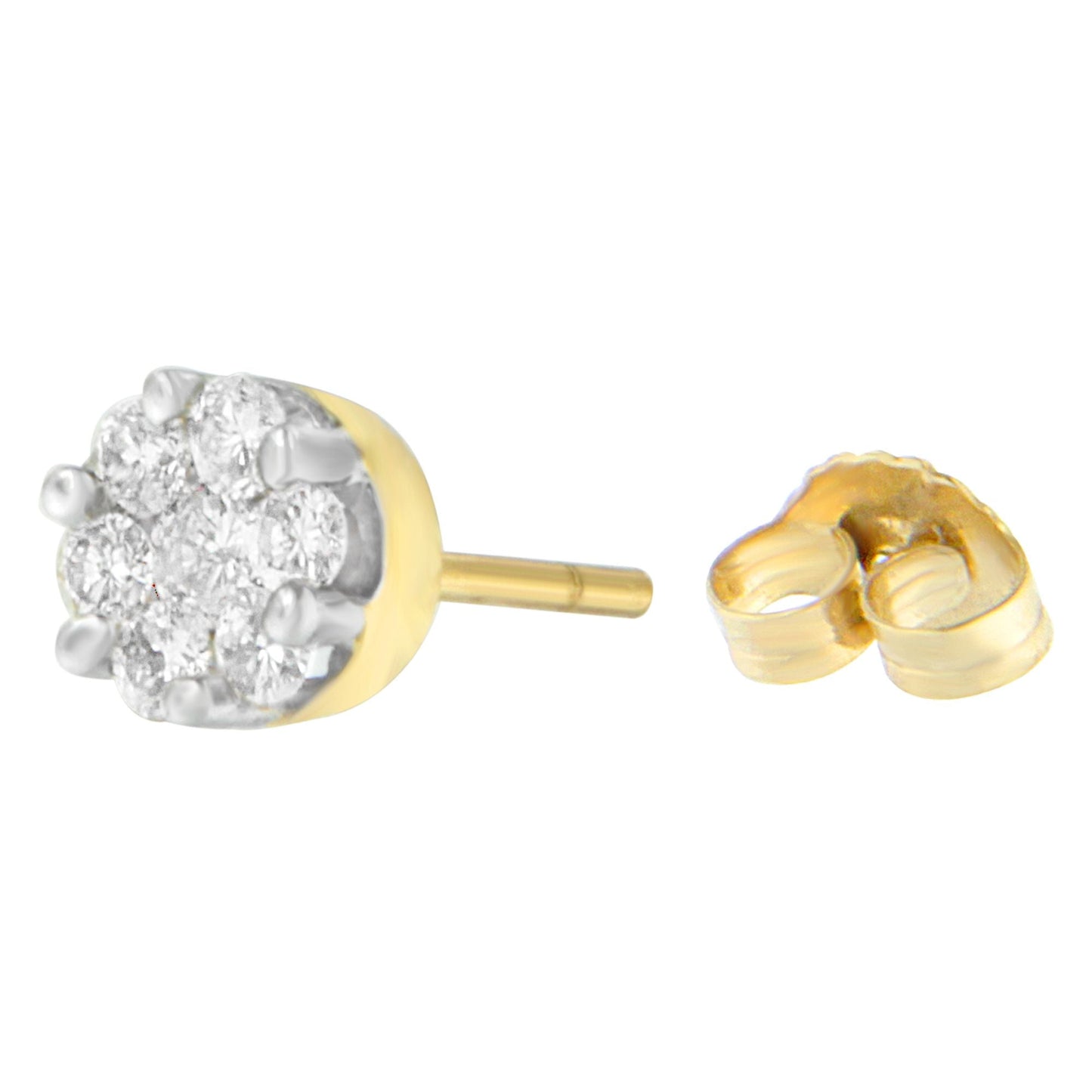 Boucles d'oreilles en diamant taille ronde en or jaune 14K