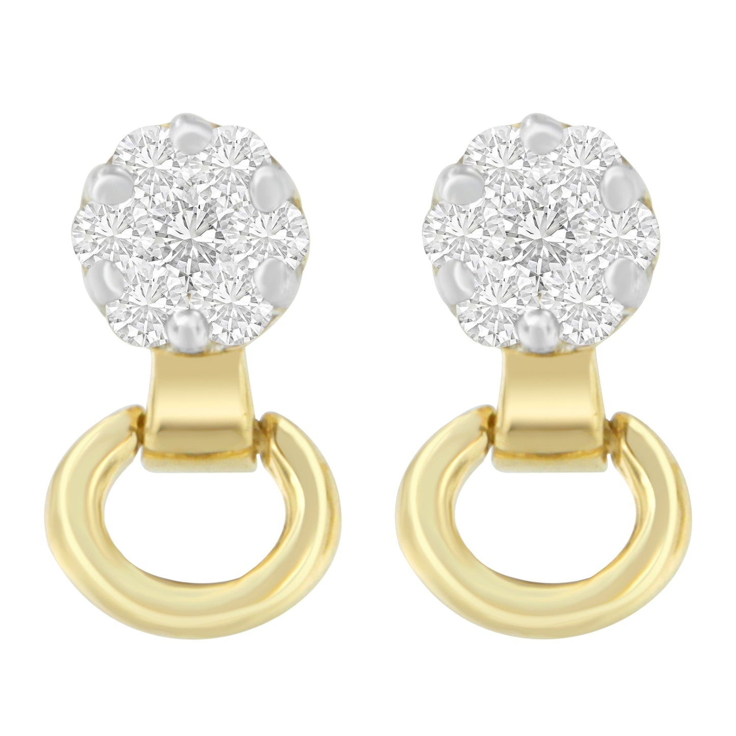 Pendientes de diamantes de oro amarillo de 14K - 1/2 cttw