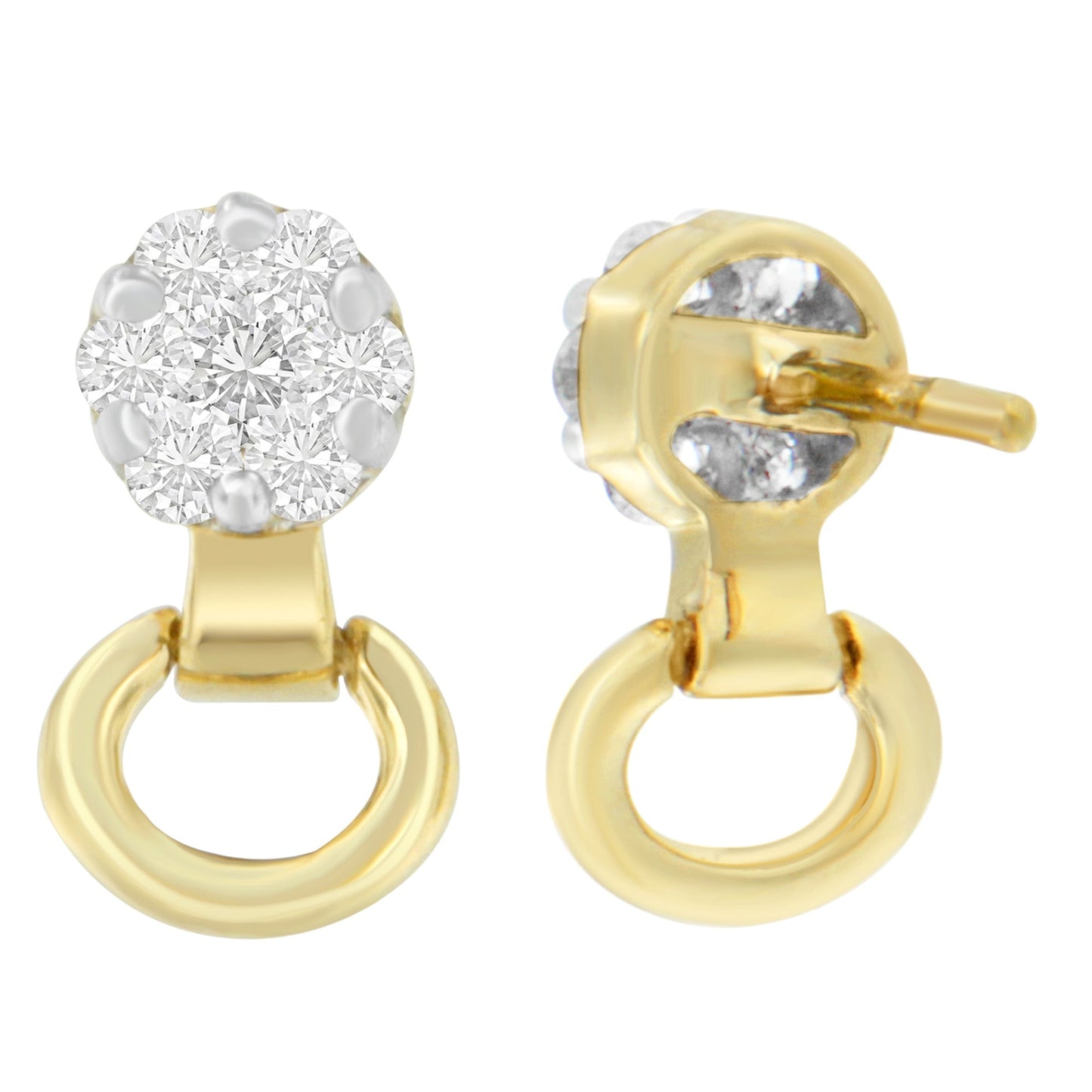 Pendientes de diamantes de oro amarillo de 14K - 1/2 cttw