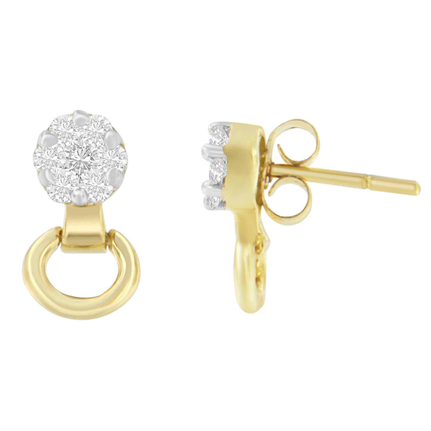 Pendientes de diamantes de oro amarillo de 14K - 1/2 cttw