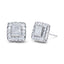 Pendientes de Stud Halo de Diamante en Oro Blanco de 14K
