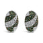 Pendientes Omega de Escudo Ovalado en Oro Blanco de 14K con Diamantes Azules y Blancos