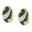Elegant Black and White Diamond Oval Omega Back Stud Earrings