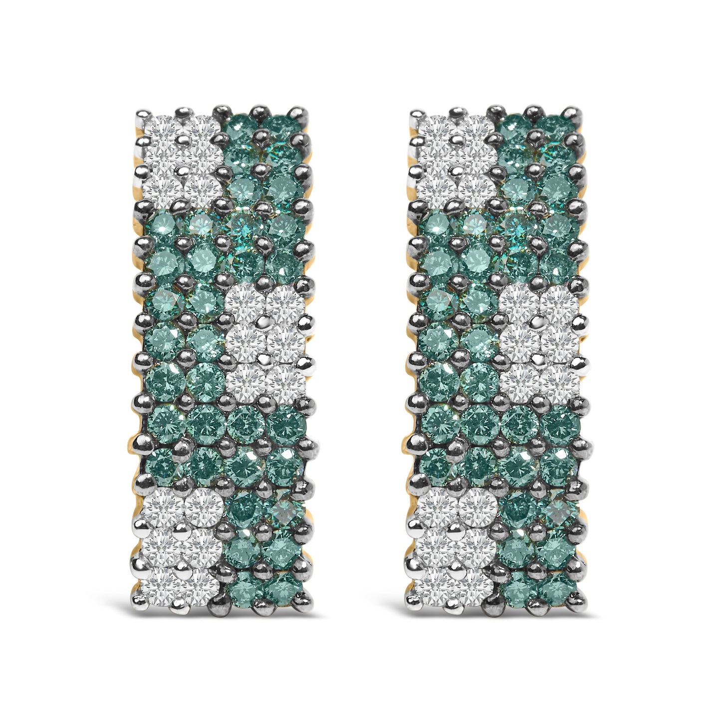 Pendientes Pavé de Cuatro Filas de Diamantes de 14K Oro Amarillo 2.00 Cttw