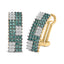 Boucles d'oreilles en or jaune 14K avec diamants blancs et diamants bleus traités