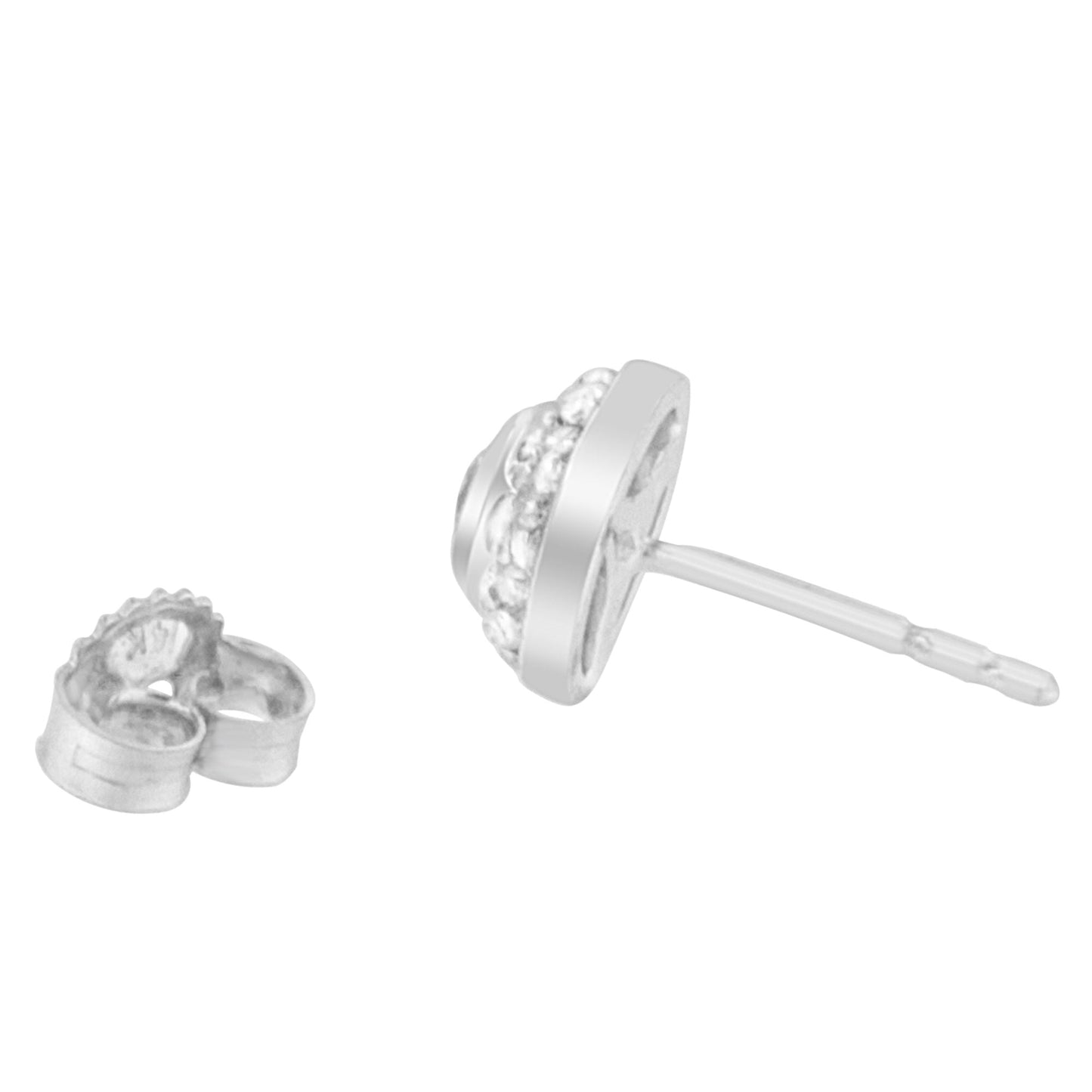 Pendientes de diamante corte redondo de oro blanco de 14K