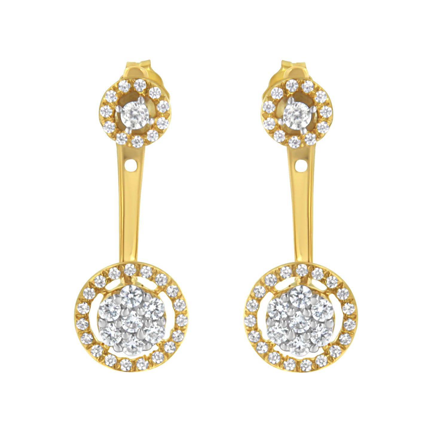 14K Yellow Gold Plated Sterling Silver Diamond Earrings