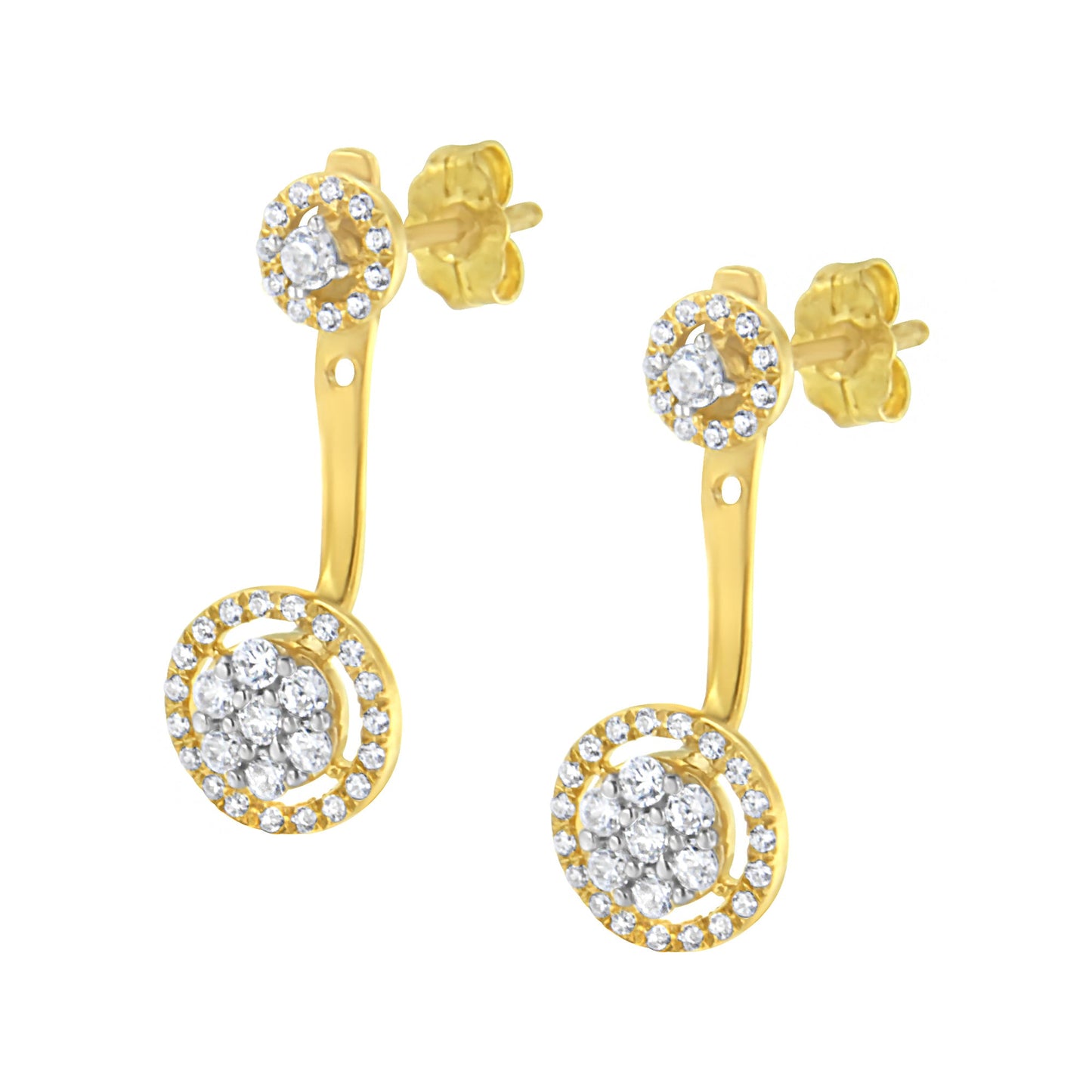 14K Yellow Gold Plated Sterling Silver Diamond Earrings