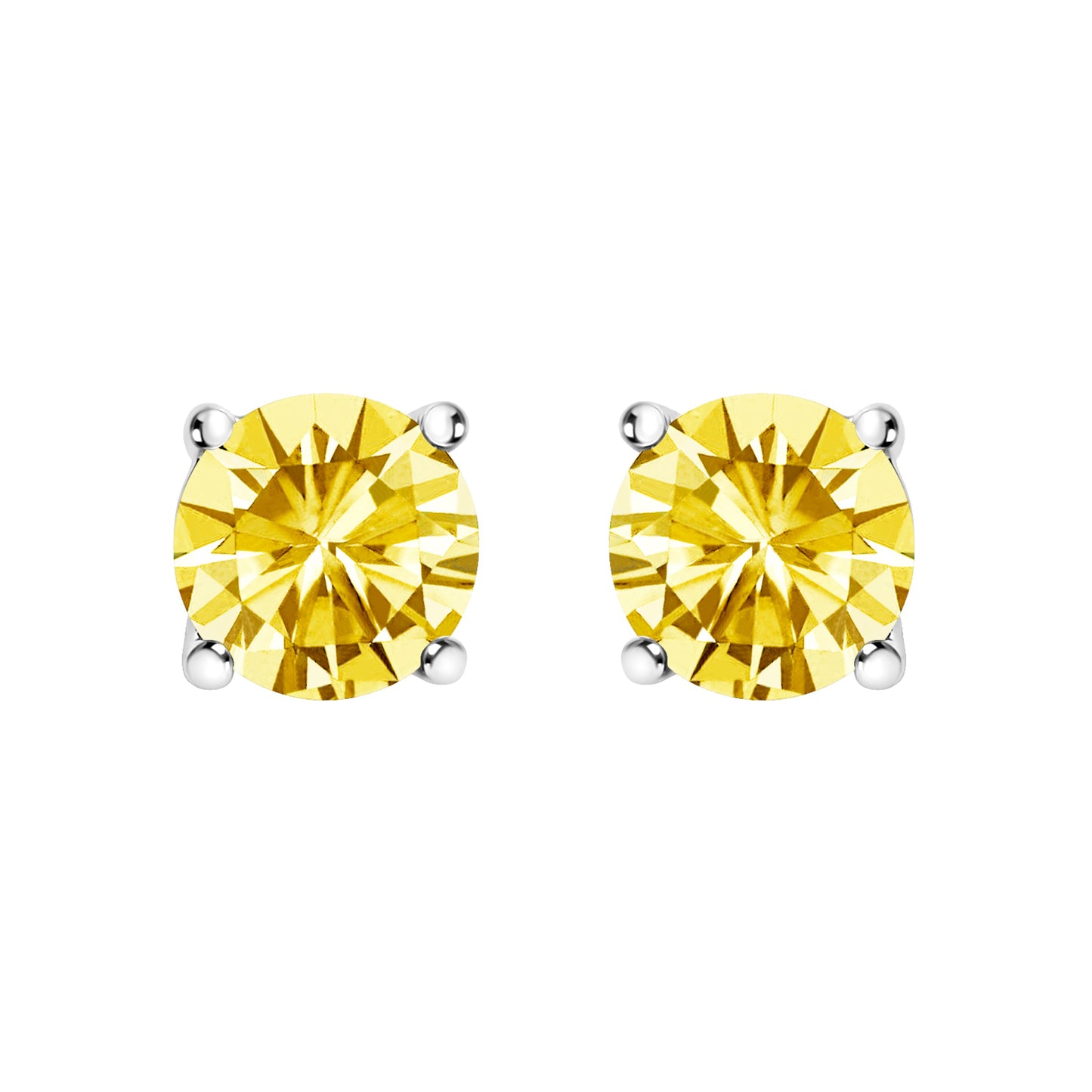 Boucles d'oreilles en diamant jaune lab-grown en or blanc 14K