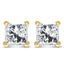 Boucles d'oreilles en diamant solitaire taille princesse en or jaune 14K