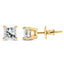 Boucles d'oreilles en diamant solitaire taille princesse en or jaune 14K