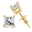 Boucles d'oreilles en diamant solitaire taille princesse en or jaune 14K