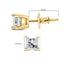 Boucles d'oreilles en diamant solitaire taille princesse en or jaune 14K