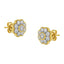 14K Yellow Gold Plated Sterling Silver Floral Diamond Stud Earrings