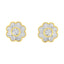 14K Yellow Gold Plated Sterling Silver Floral Diamond Stud Earrings
