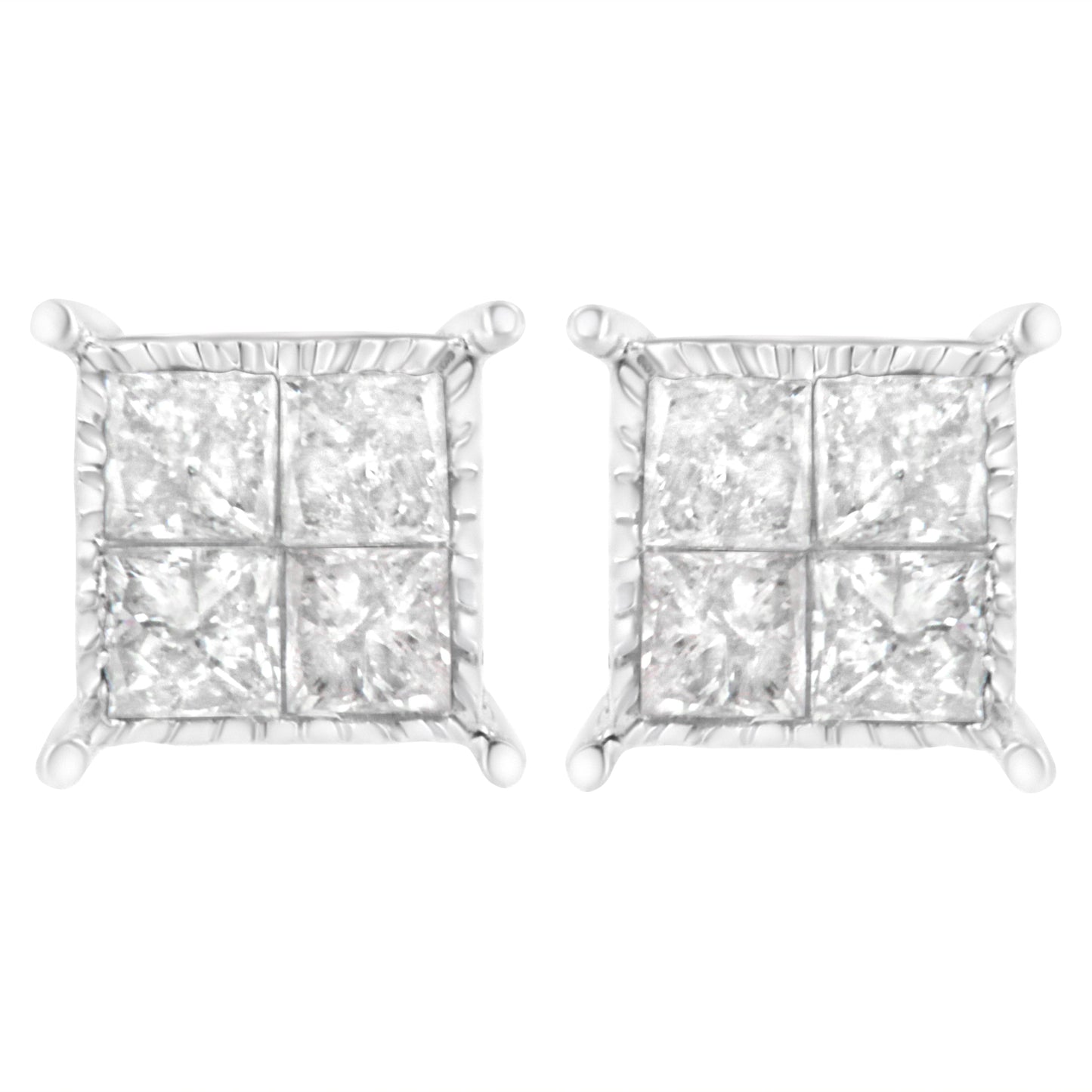Pendientes de Stud de Diamante Compuesto de Plata Esterlina Elegantes